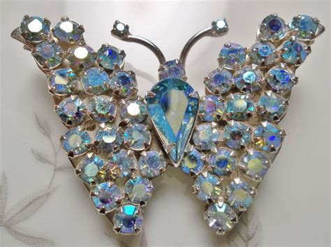 Warner Blue Ab Butterfly Brooch Vintage Vintage Brooches Sparkly