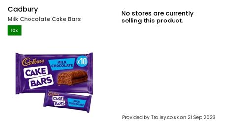 Cadbury Milk Chocolate Cake Bars 10 Compare Prices And Where To Buy