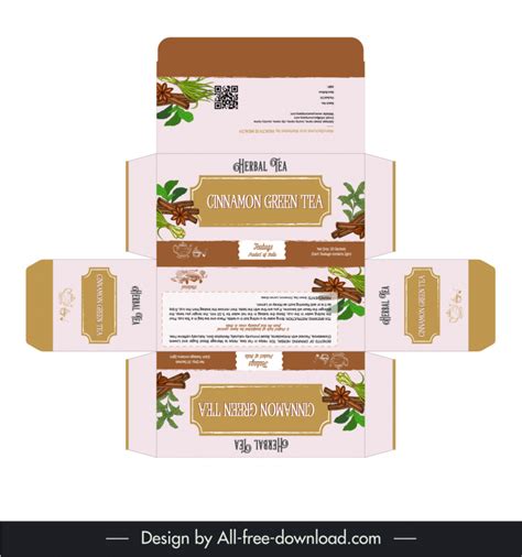 Herbal Tea Packaging Template Flat Elegant Decor Symmetric Design