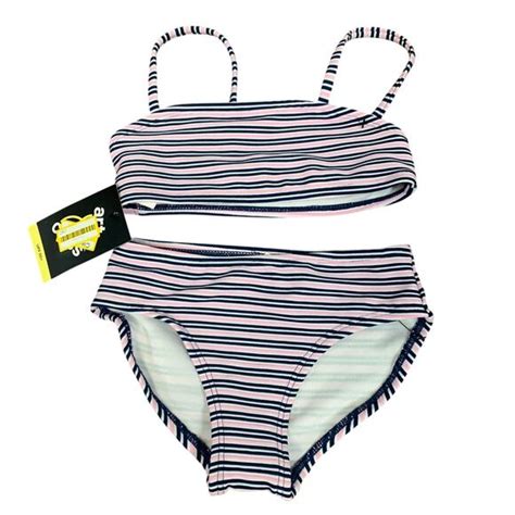 Art Class Swim New Art Class Girls Xs 45 Upf 5 Blue Pink Striped Bikini 2pc Swimsuit Poshmark