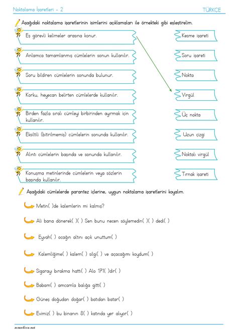 Sinif Turkce Noktalama Isaretleri Konu Anlatimi Test Etkinlik