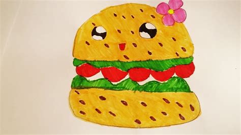 HOW TO DRAW HAMBURGER I STEP BY STEP COMMENT DESSINER I ÉTAPE PAR