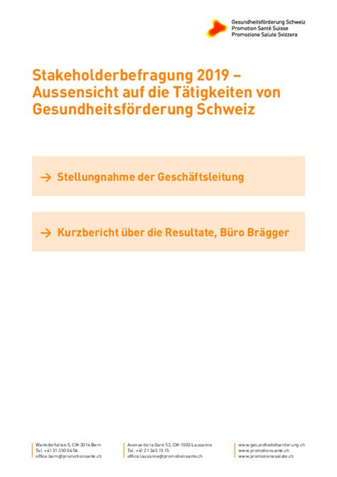 Auftrag Ziele Und Strategie Gesundheitsf Rderung Schweiz