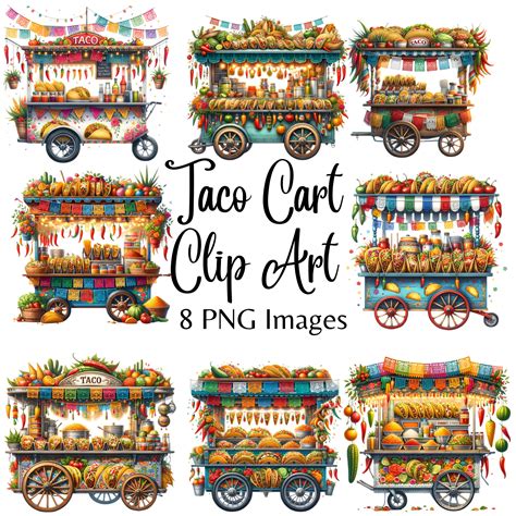 Street Taco Clip Art, Taco Cart Clip Art, Taco Truck Clip Art, Mexican ...