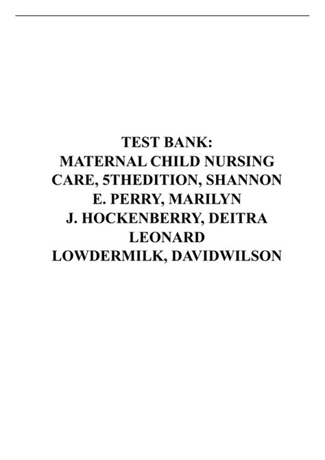 Test Bank Maternal Child Nursing Care 4th Edition 4