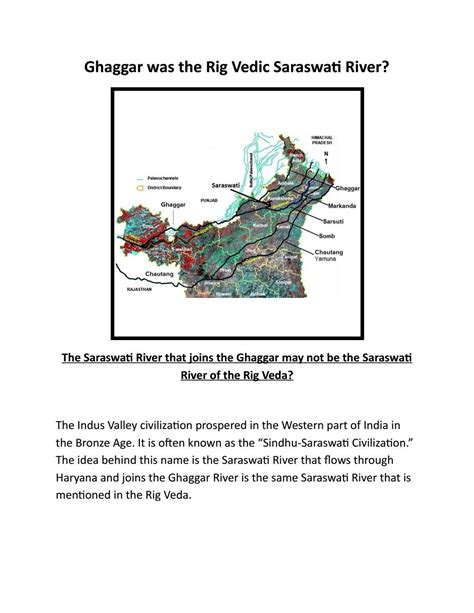 Ghaggar Was The Rig Vedic Saraswati River By Bharat Jhunjhunwala Issuu