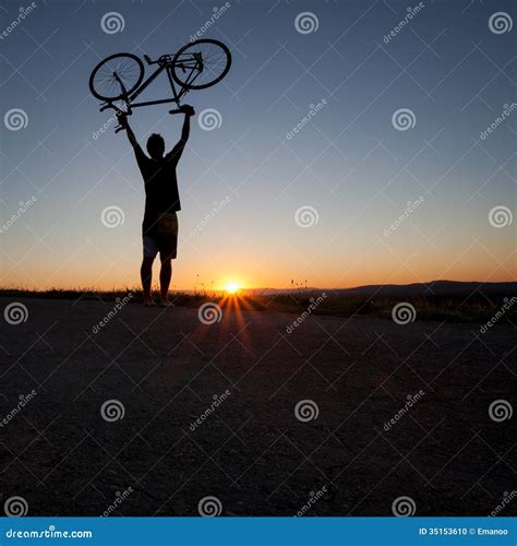 Silhouette of Cyclist in Sunset Stock Photo - Image of male, bike: 35153610