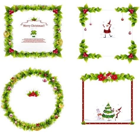 4 christmas wreath border vector Vectors graphic art designs in ...