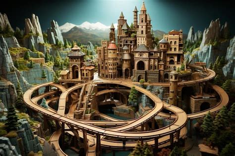 Premium Photo | Wooden train track winding through a landscape