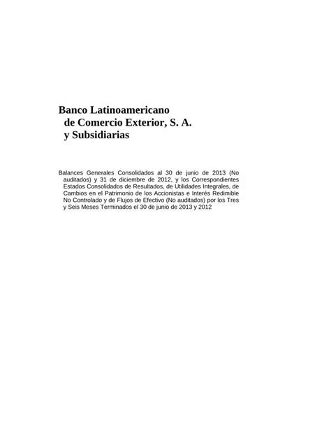 PDF Banco Latinoamericano De Comercio Exterior S A Y PDF