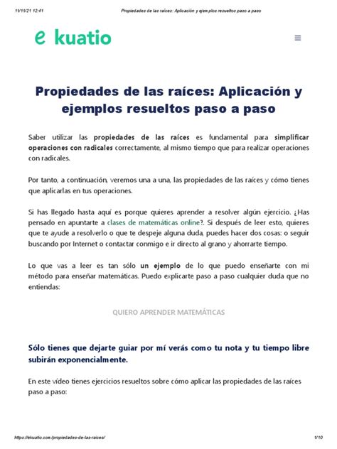 Propiedades De Las Raíces Aplicación Y Ejemplos Resueltos Paso A Paso