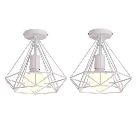 IDEGU Lot De 2 Plafonnier Industriel Retro Cage Forme Diamant Luminaire