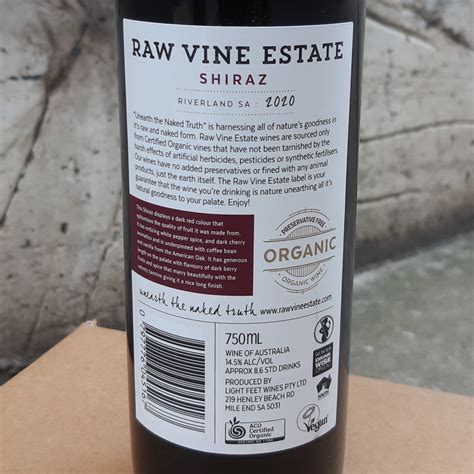 Raw Vine Estate Preservative Free Shiraz 2020 1756 Organic Wine Store