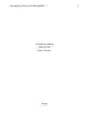 Earle S Ethical Decision Making Paper Docx Running Head Ethical