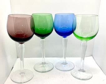 Jewel Collection Color Burst Wineglass Set Of Handpainted Etsy