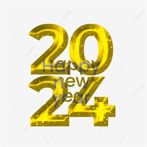 Feliz Año Nuevo 2024 Texto Dorado PNG dibujos Feliz Año Nuevo Efecto