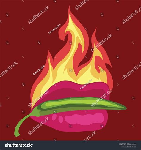 Lips Red Hot Chili Pepper Fire Stock Vector Royalty Free 2085435244 Shutterstock