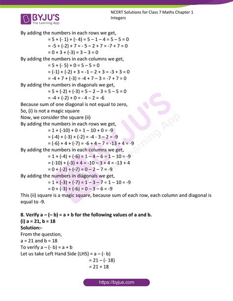 Ncert Solutions For Class Maths Exercise Chapter Integers