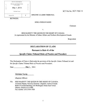 Fillable Online Sct Trp Specific Claims Tribunal Rules Of Practice And