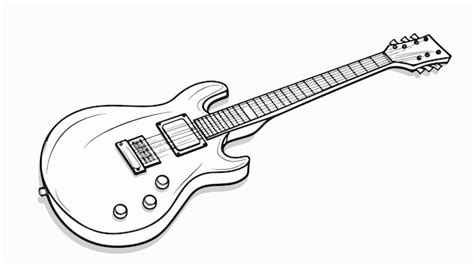Minimalist Continuous Line Drawing of SixString Electric Guitar