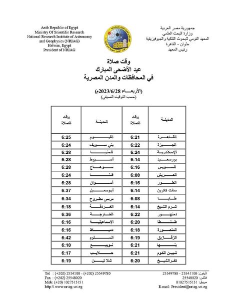 موعد صلاة عيد الأضحى 2023 في جميع محافظات مصر مجلة اعرف