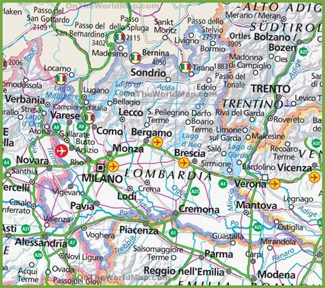 Large map of Lombardy | Map, Large maps, Lombardy