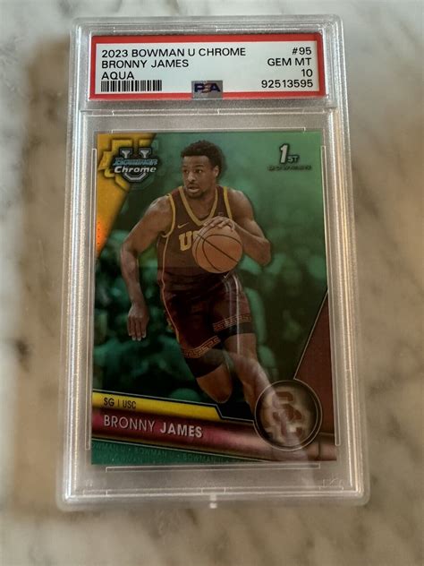 Bronny James 2023 Bowman Chrome University 95 Aqua Refractor 299 1st