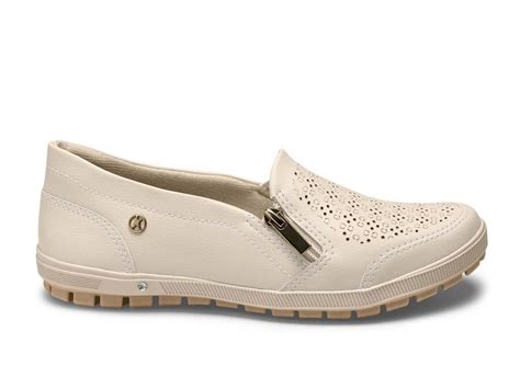 Tênis Kolosh Feminino Calce Fácil Slip On Zíper Nude GODIVA CALÇADOS