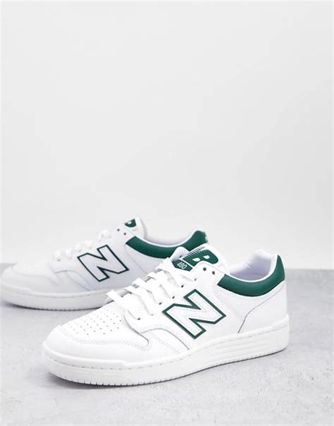 New Balance 480 Court Trainers In White And Green Asos