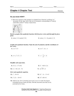 Fillable Online Chapter Chapter Test Form G Homeschool Learning