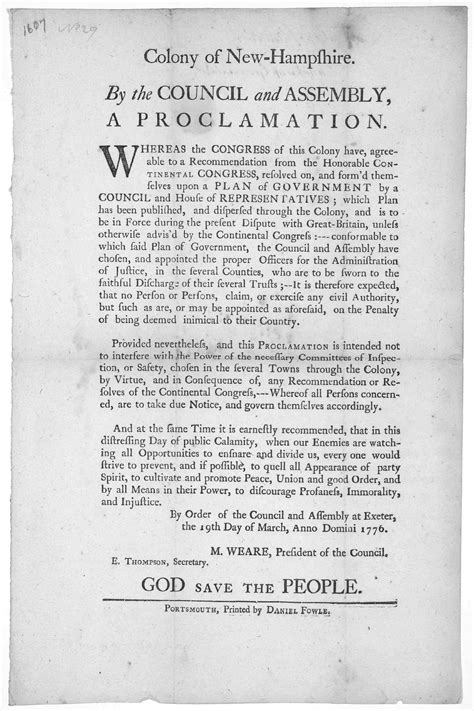 Colony of New-Hampshire. By the Council and Assembly A proclamation