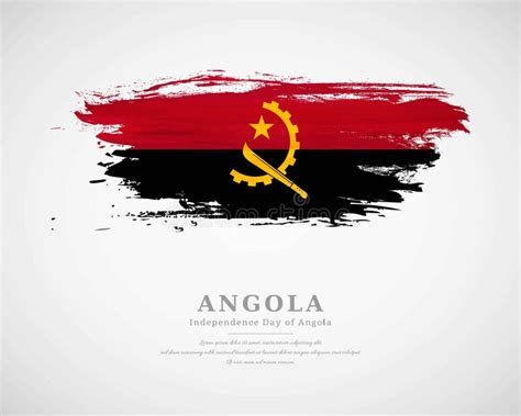 Happy Independence Day Of Angola With Classic Flag Background Stock