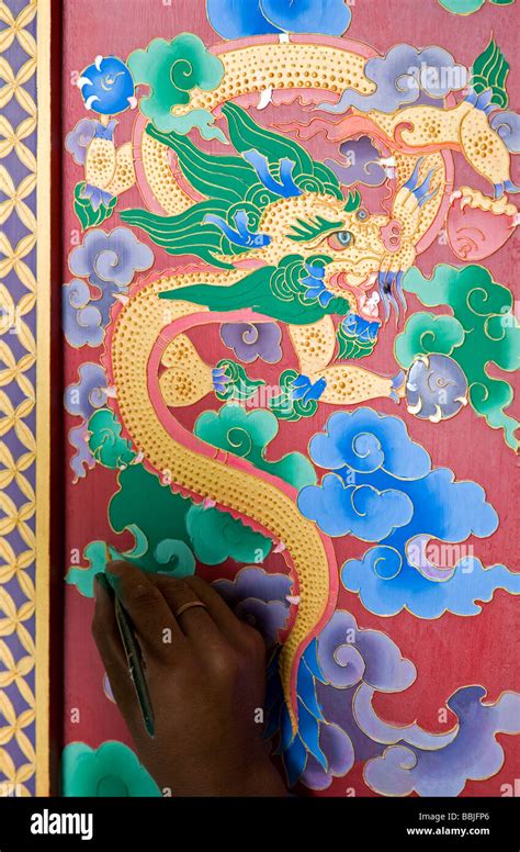 Thangka painting. Norbulingka Institute. Near Dharamsala. Himachal ...