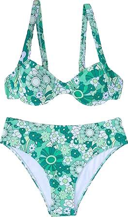 Amazon MakeMeChic Women S Floral Underwire High Waisted Piece Bikini Set Swimsuit Bathing