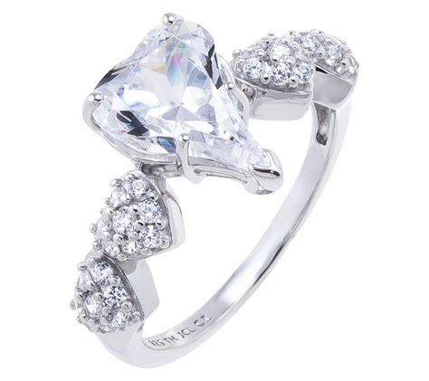 Diamonique X Jennifer Miller Heart Pave Ring, Sterling Silver - QVC.com