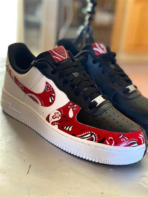 Nike Sneakers Af Air Force One Custom B N Bandana Etsy