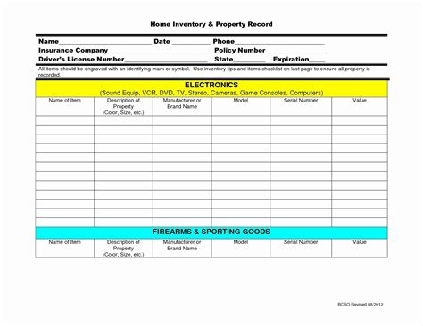 Firearms Inventory Spreadsheet — Db