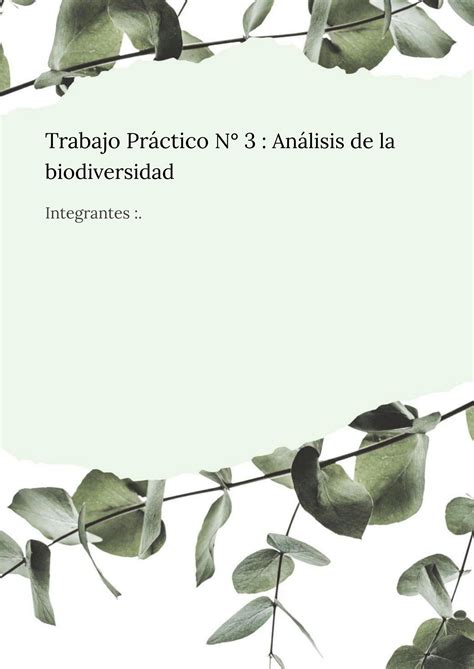 SOLUTION Tp3 Analisis De La Biodiversidad Studypool