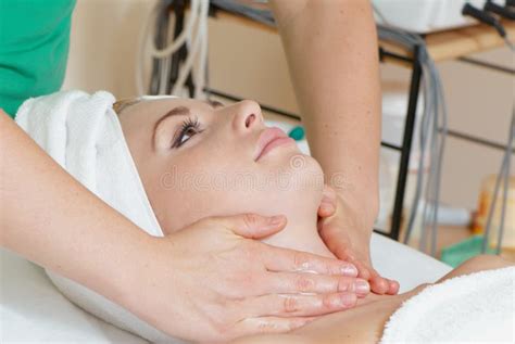 Closeup Of Human Hands Massaging A Woman S Face Stock Image Image Of