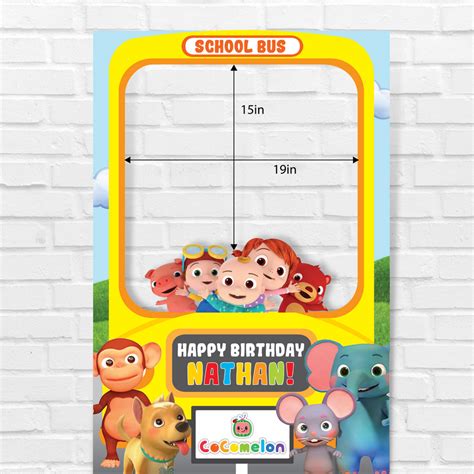 cocomelon wheels   bus photo booth printable frame artofit