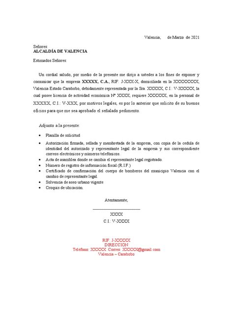 Carta Cambio De Representante Legal Pdf