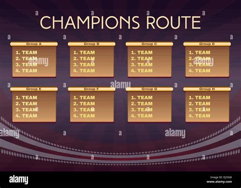 Champions Route Illustration Soccer Match Table Statistics On Dark