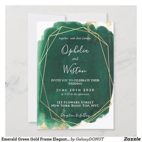 Emerald Green Gold Frame Elegant Luxury Wedding Invitation | Luxury ...