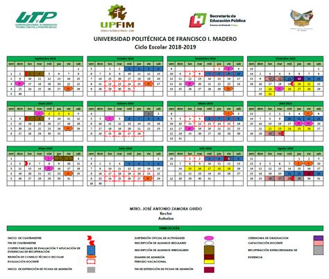 Calendario Escolar Universidad Polit Cnica De Francisco I Madero