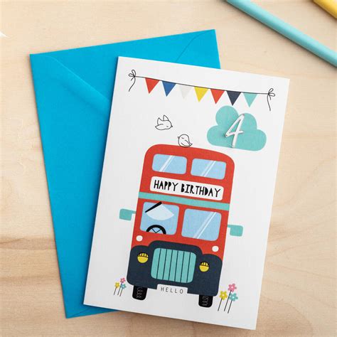 Personalised Bus Birthday Card With 3d Age Ting Knot