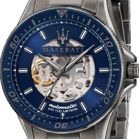 Maserati Montre Automatique R Sfida Blue Dial Br Gun