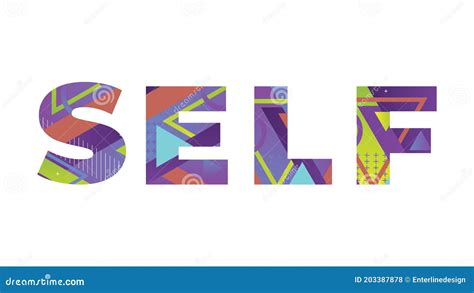 Self Concept Retro Colorful Word Art Illustration Stock Vector