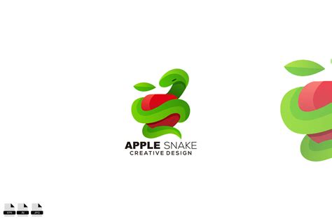 apple snake logo illustration template design colorful By NorinHood ...