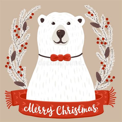 Polar Bear Merry Christmas Inscription Stock Illustrations 80 Polar