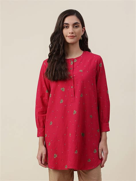 Buy Fabindia Red And Green Cotton Printed Tunic Tunics For Women